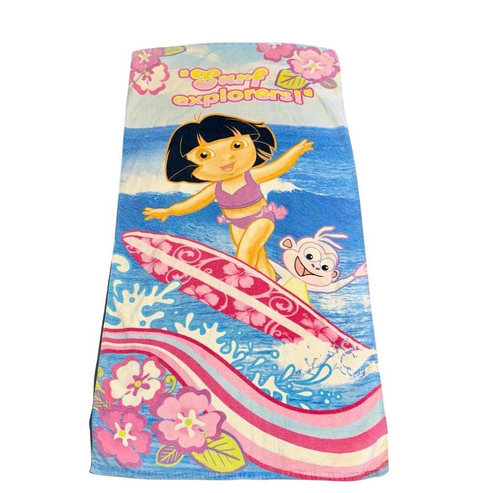Vintage Dora the Explorer Beach Towel‎ Nick JR Kids 55x29 Surf Explorers